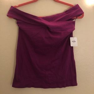 Free People soft cotton ribbed off-shoulder top